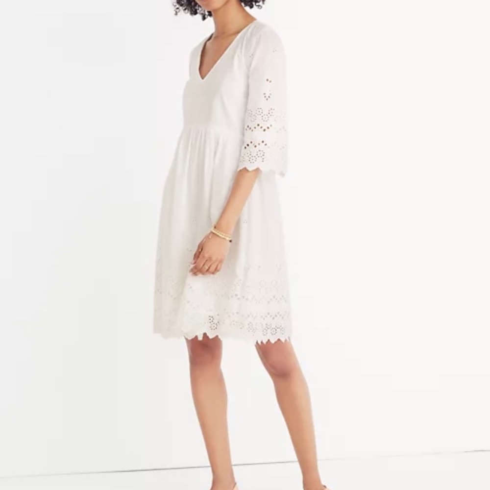 Madewell Women's Eyelet Lattice Dress white size 2